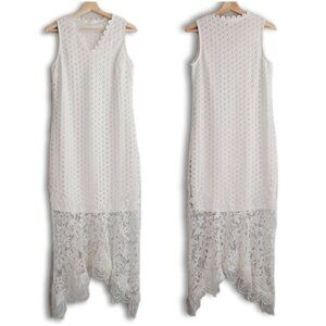 ADIVA / White Eyelet & Floral Lace Maxi Long Length Dress Sz 6